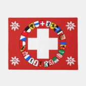 Zwitserse vlag en edelweiss deurmat (Voorkant)