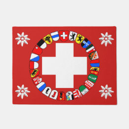 Zwitserse vlag en edelweiss deurmat