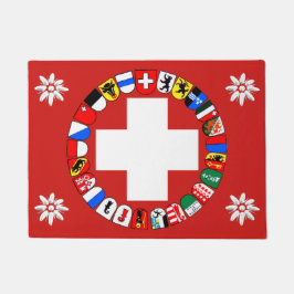Zwitserse vlag en edelweiss deurmat