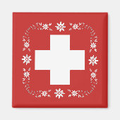 Zwitserse vlag en edelweiss magneet (Voorkant)