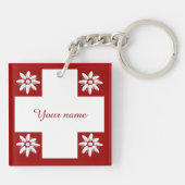 Zwitserse vlag en edelweiss sleutelhanger (Achterkant)