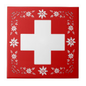 Zwitserse vlag en edelweiss tegeltje (Voorkant)