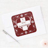 Zwitserse vlag en edelweiss vierkante sticker (Envelop)