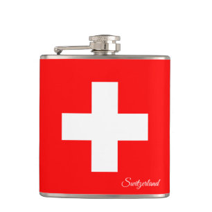 Zwitserse vlag en vakantie Zwitserland/sportfans Heupfles