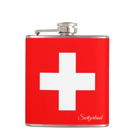 Zwitserse vlag en vakantie Zwitserland/sportfans Heupfles (Voorkant)