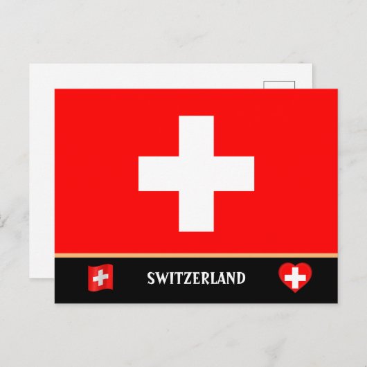 Zwitserse vlag en Zwitserland Briefkaart (Voorkant / Achterkant)