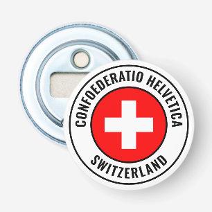 Zwitserse vlag: groots patriottische bottenopener button flesopener