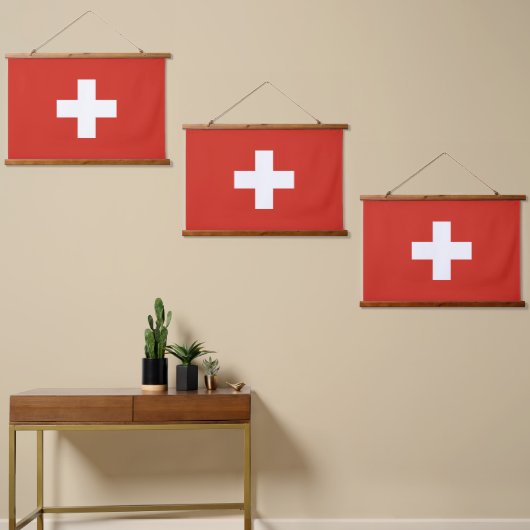 Zwitserse vlag hangend wandkleed (Asymmetrisch)