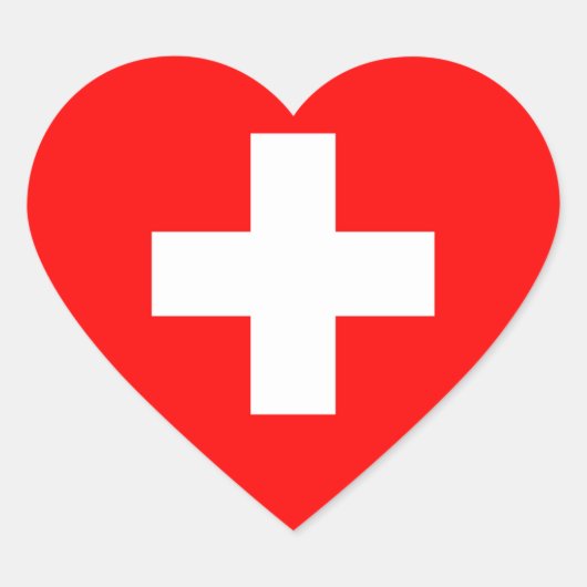 Zwitserse vlag hart sticker (Voorkant)