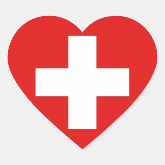 Zwitserse vlag - hartstiker hart sticker (Voorkant)