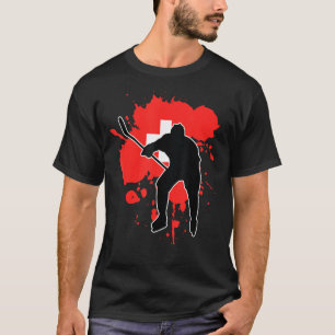 Zwitserse Vlag Hockey Player Zwitserse ijshockey T-shirt