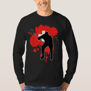 Zwitserse Vlag Hockey Player Zwitserse ijshockey T-shirt