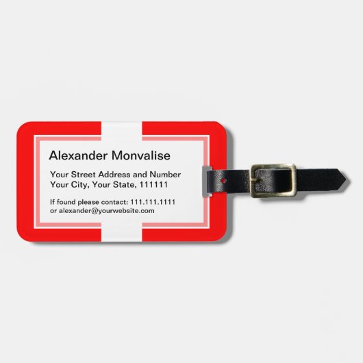 Zwitserse vlag I Love Zwitserland Red and White Bagagelabel (Voorkant horizontaal)