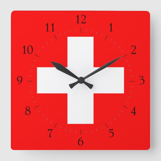 Zwitserse vlag I Love Zwitserland Red and White Vierkante Klok (Voorkant)