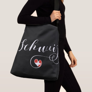 Zwitserse vlag in een hart, Schweiz, Zwitserland Crossbody Tas