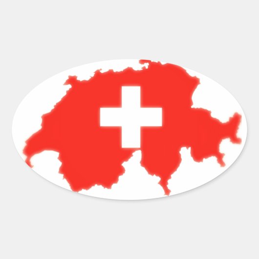 Zwitserse vlag kaart ovale sticker (Voorkant)