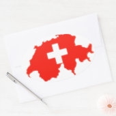 Zwitserse vlag kaart ovale sticker (Envelop)