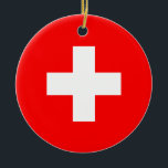 Zwitserse vlag keramisch ornament<br><div class="desc">Zwitserse vlag</div>