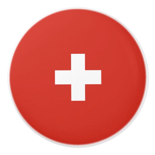 Zwitserse vlag keramische knop (Voorkant)