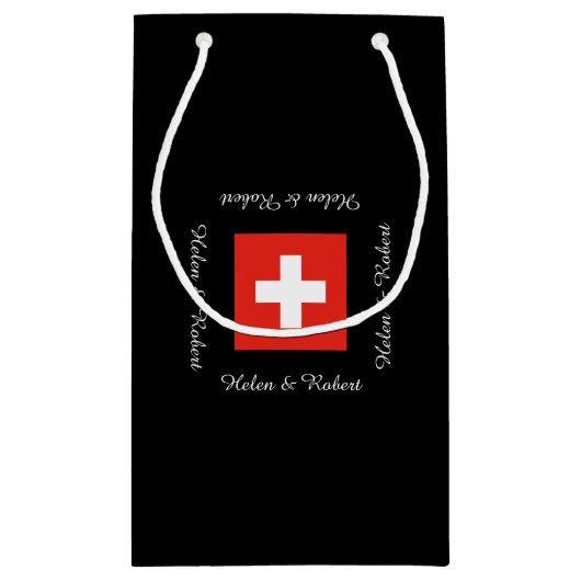 Zwitserse vlag klein cadeauzakje (Achterkant)