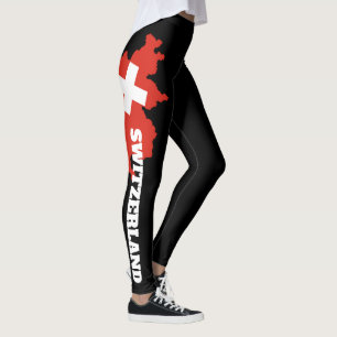 Zwitserse Vlag Leggings - Zwitserland Kaart Ontwer
