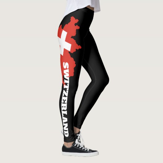 Zwitserse Vlag Leggings - Zwitserland Kaart Ontwer (Rechts)