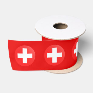 Zwitserse vlag lint, Zwitserland cirkel op rood Satijnen Lint