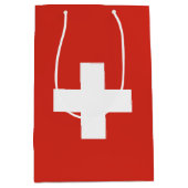 Zwitserse vlag medium cadeauzakje (Voorkant)