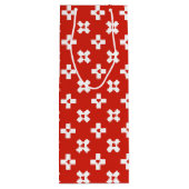 Zwitserse vlag met hartpatroon wijn cadeautas (Achterkant)