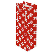 Zwitserse vlag met hartpatroon wijn cadeautas (Voorkant Gekanteld)