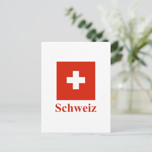 Zwitserse vlag met naam in het Duits Briefkaart (Staand voorkant)