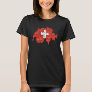 Zwitserse vlag met Zwitserse kaart in nood T-shirt