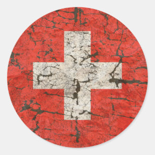 Zwitserse vlag, noodlijdend ronde sticker