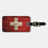 ZWITSERSE Vlag op oude houten korrels Bagagelabel (Voorkant horizontaal)