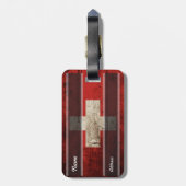 ZWITSERSE Vlag op oude houten korrels Bagagelabel (Achterkant verticaal)