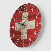 ZWITSERSE Vlag op oude houten korrels Grote Klok (Hoek)