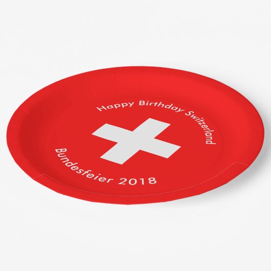 Zwitserse vlag papieren bordje (Gekanteld)