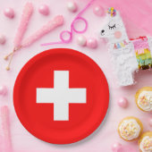 Zwitserse vlag papieren bordje (Feest)