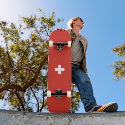 Zwitserse vlag persoonlijk skateboard (Buiten 1)