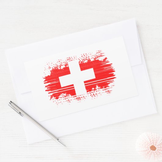 Zwitserse vlag rechthoekige sticker (Envelop)