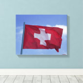 Zwitserse vlag RF) Canvas Afdruk (Insitu (Houten vloer))