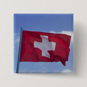 Zwitserse vlag RF) Vierkante Button 5,1 Cm