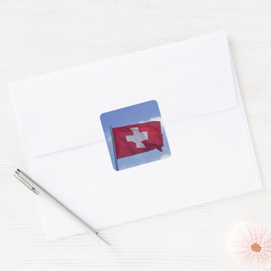 Zwitserse vlag RF) Vierkante Sticker (Envelop)