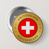 Zwitserse vlag ronde button 7,6 cm (Voorkant /achterkant)