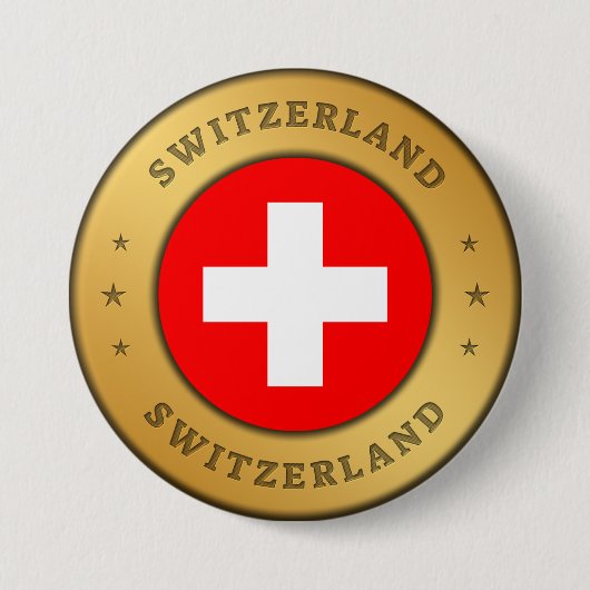 Zwitserse vlag ronde button 7,6 cm (Voorkant)