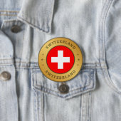 Zwitserse vlag ronde button 7,6 cm (In situ)