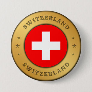 Zwitserse vlag ronde button 7,6 cm