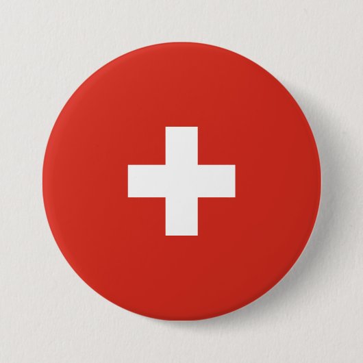 Zwitserse vlag ronde button 7,6 cm (Voorkant)