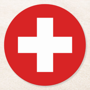 Zwitserse vlag ronde kartonnen onderzetter