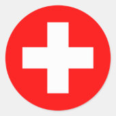 Zwitserse vlag ronde sticker (Voorkant)